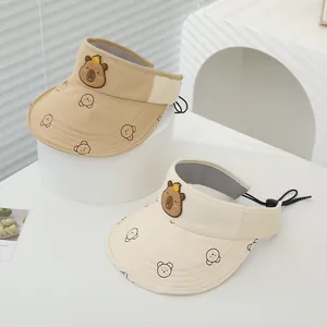 Cappello parasole Capybara per bambini con tesa larga e cordino regolabile in beige