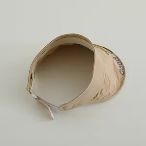 Khaki quick-dry kids empty top sun hat with wide brim and adjustable velcro strap