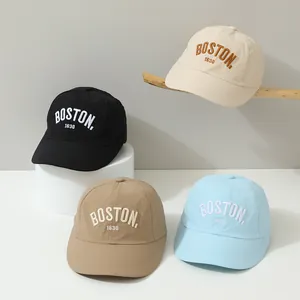 Detail of multi-color quick-dry baseball caps with BOSTON 1630 embroidery and air vents