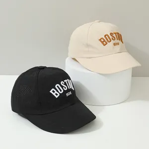 Black and beige quick-dry BOSTON baseball caps with laser-cut breathability holes