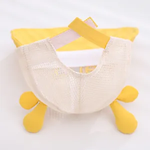 Breathable yellow summer mesh sun hat for kids with adjustable velcro strap and cute ears
