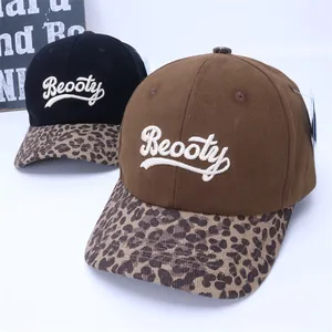 Kids baseball cap with leopard print brim and Beooty embroidery for boys and girls