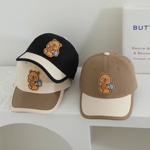 Kids Cartoon Bear Baseball Cap Contrast Color Color-Block Sun Hat For Boys Girls Adjustable Outdoor Casual Streetwear Hat
