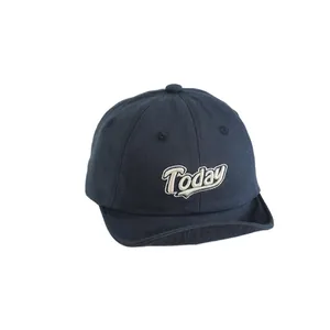 Dark blue baby baseball cap with TODAY embroidery and soft short brim for infants