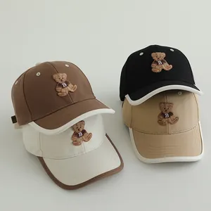 Casquette de Baseball Enfant Ours Brodé Lettre B Dessin Animé Chapeau de Soleil Hip Hop Réglable Mélange de Coton pour Garçons Filles