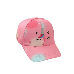 Casquette licorne rose pour enfants avec dégradé bleu et motifs d'étoiles brodés
