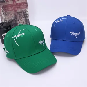 Classic cotton baseball caps for kids featuring embroidered dinosaur skeleton designs