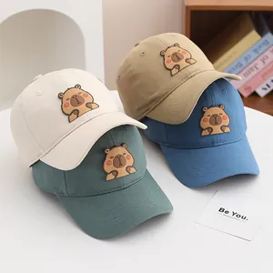 Casquette de Baseball Capybara de Dessin Animé pour Enfants Mélange de Coton Patch 3D Chapeau Protection Solaire Réglable pour Garçons Filles Décontracté