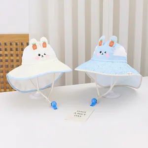 Cappelli parasole per bambini con orecchie da coniglio in crema e blu chiaro