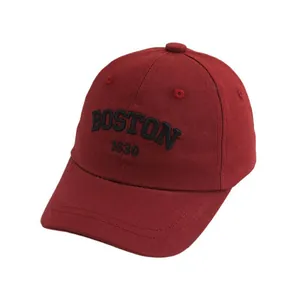 Kids vintage dark red Boston 1630 baseball cap in twill cotton with black embroidery