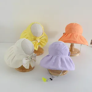 Chapeaux de soleil pour filles avec nœud et cordelette en quatre couleurs pastel