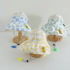 Breathable kids sun hats with cute 3D bee details and adjustable wind ropes