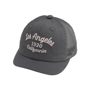 Kids breathable mesh baseball cap with vintage Los Angeles 1920 embroidery in dark grey