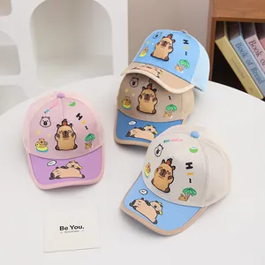 Atmungsaktive Mesh-Baseballkappen mit Capybara-Cartoon für Kinder im Alter von 2-5 Jahren