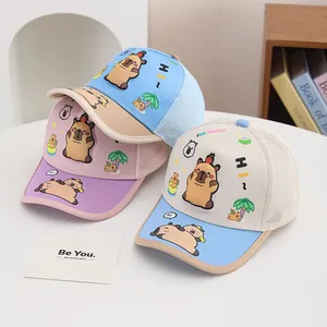 Kleinkinder Mesh-Baseballkappen mit süßem Capybara-Aufdruck in mehreren Farben
