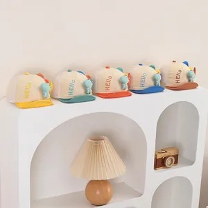 Toddler mesh baseball caps in five colors with cute dinosaur dolls and Hello embroidery