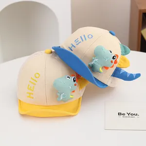 Breathable baby sun hat with cute dinosaur design and mesh back for summer comfort