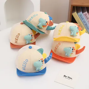 Soft-brimmed mesh baseball caps for toddlers featuring cute 3D dinosaur designs and embroidery