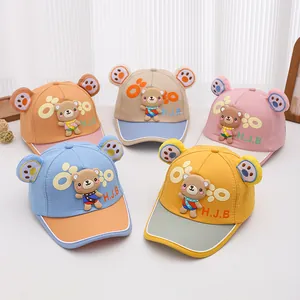 Cinq casquettes de baseball en maille pour enfants avec ours mignon et oreilles 3D