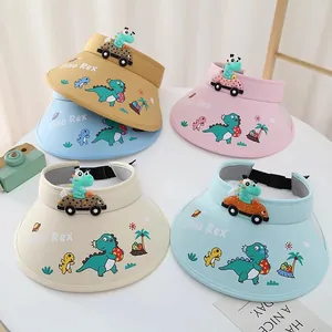 Kinder Dino Sonnenblenden in vier Pastellfarben mit verstellbarem Band für den Sommer