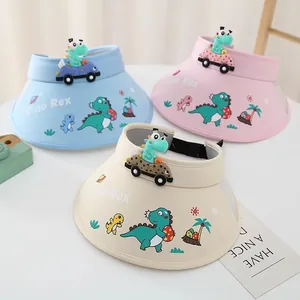Kinder Sonnenblenden mit Cartoon-Dinosauriern in Blau, Rosa und Beige für den Sommerurlaub