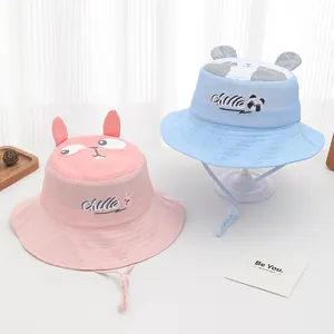 Kids sun hat with cartoon animal ears, breathable mesh and adjustable chin strap
