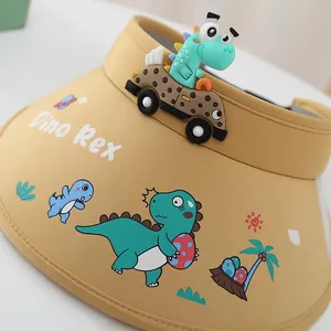 Kinder Sonnenvisier in Gelb mit 3D-Dinosaurier und Dino Rex Print für den Sommer