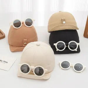 Toddler Kids Baseball Cap With Decorative Round Goggles Cotton Blend Sun Protection Hat For Boys Girls Street Style Cap