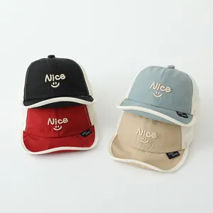 Baby Kinder Netz Baseballkappe Sommer Atmungsaktiver Sonnenhut Nice Smiley Gesicht Stickerei Weiche Krempe Kleinkinder Trucker Mütze
