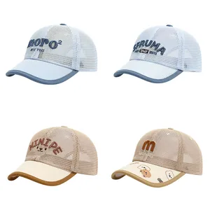 Toddler Baby Mesh Baseball Cap Breathable Sun Hat For Kids Toddler Letter Bear Embroidery Color Block Trucker Hat