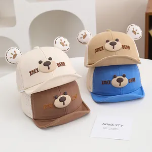 Gorra de Béisbol de Malla para Bebé Con Orejas de Oso de Dibujos Animados Transpirable Sombrero de Protección Solar de Verano