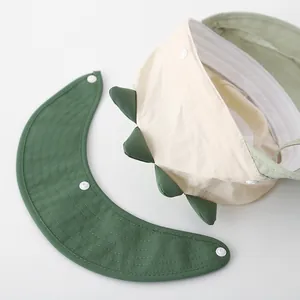 Quick-dry baby sun hat with detachable shawl and cute 3D dinosaur fin design