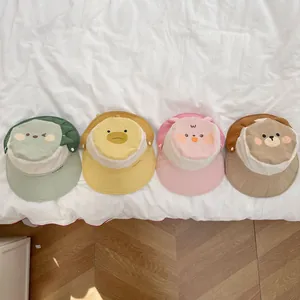 Quick-dry breathable baby sun hat with animal ears and detachable neck cover for kids