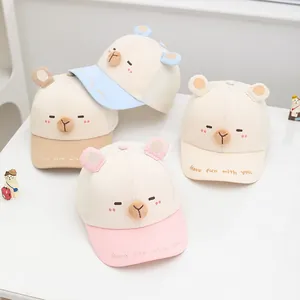 Cute Capybara kids mesh baseball cap with animal ears and sun protection in four colors