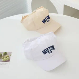Quick-dry BOSTON embroidered sun visor hats for kids in cream and white colors