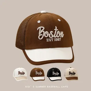 Détails des casquettes filet enfant avec broderie Boston en diverses couleurs d'été