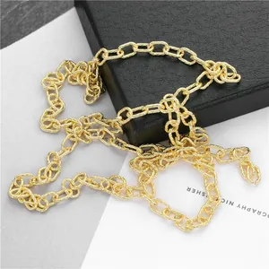 Textured 18K gold-plated oval link chain necklace for DIY jewelry making and fashion design