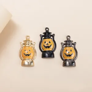 Colgantes de lámpara de calabaza de Halloween en aleación de oro, negro y bronce