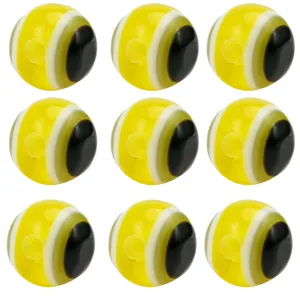 Vue détaillée de perles oeil maléfique en résine jaune de 8mm pour bijoux DIY