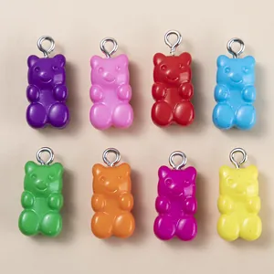 Colorful 3D Resin Gummy Bear Charms With Metal Loop For DIY Necklace Earring Keychain Jewelry Making Handicraft Accessories