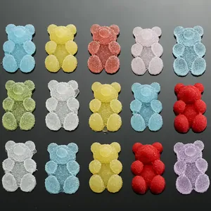 Colorful frosted gummy bear resin cabochons for DIY slime and craft decoration