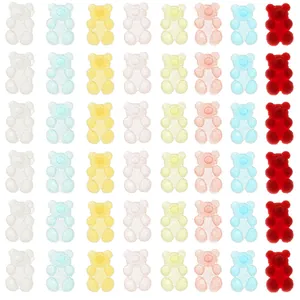 Colorful resin bear charms in 8 colors for DIY crafts and slime accessories
