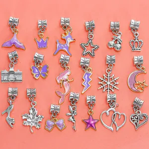 DIY Lila Charm-Set mit Meerjungfrau und Stern für Bettelarmbänder und Halsketten
