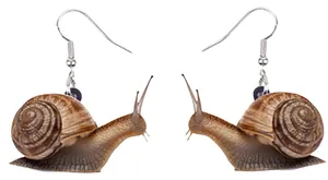 Detailed realistic snail-shaped acrylic pendant earrings with silver metal hooks