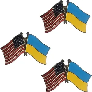 US Ukraine Cross Flag Brooch Pin Alloy Enamel Lapel Pin For Clothing Bags Backpacks Badge Jewelry Gift Decoration Unisex