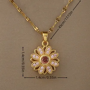 Detailoverzicht van de zonnebloemketting met 45 cm ketting en 1,4 cm hangermaat