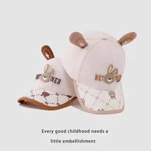 Kids baseball cap with cute 3D bunny ears and embroidered rabbit mascot for spring