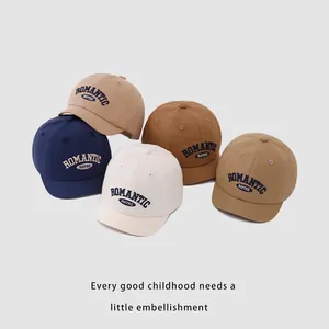 Kids short brim baseball caps in five colors with romantic letter embroidery