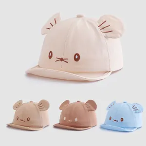 Baby Soft Brim Baseball Cap Cute Cartoon Cat Ears Sun Hat For Infants Toddlers Cotton Breathable Peaked Cap