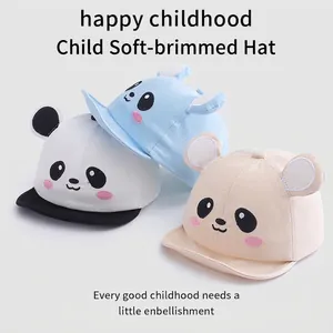 Cartoon panda baby baseball cap with soft brim for infants in multiple colors